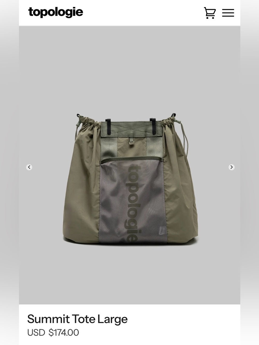 Topologie Olive Summit Tote Large - Drawstring Tote
